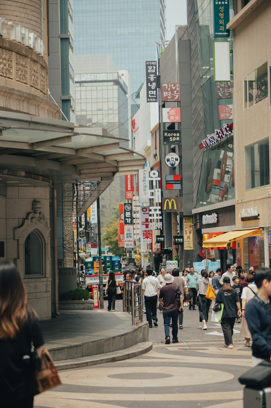 crowded urban street scene