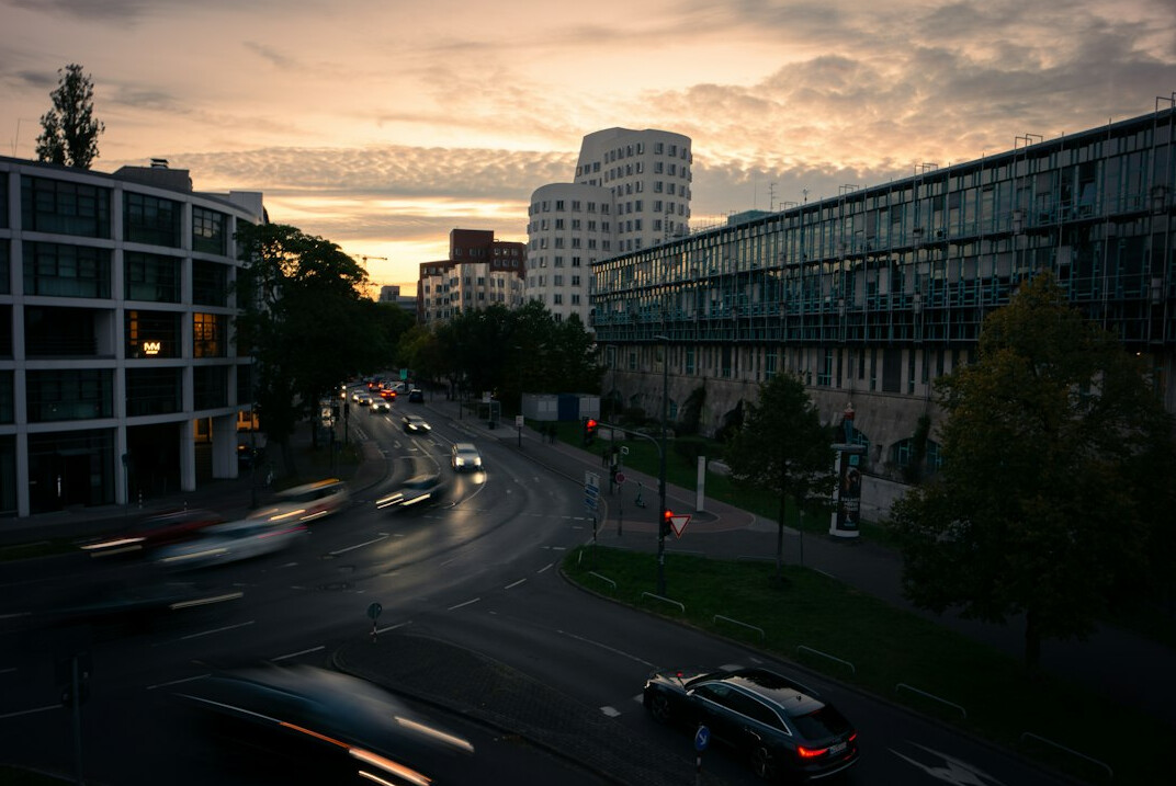 city street at dusk