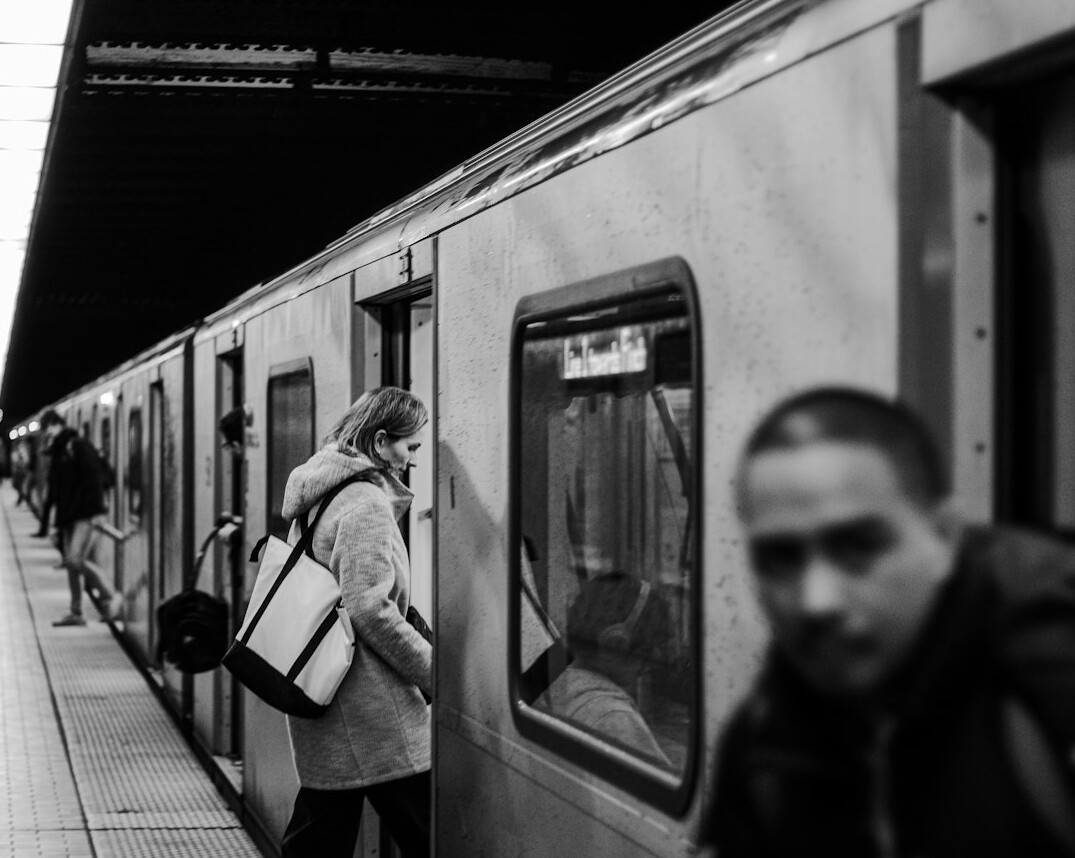 people on subway train